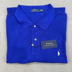 NWT‎ Polo Ralph Lauren Men's Long-Sleeve Polo Knit Shirt Royal Blue 3XB BIG $125